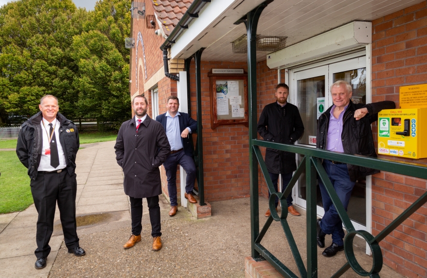 Graham at the unveiling of the Molescroft Pavilion defibrillator 