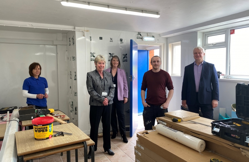 L-R - Claudine Robinson (SHoRes Centre, community pantry manager), Cllr Lyn Healing (SHoRes Chair of Trustees), Cllr Claire Holmes, Simon Hartley (SHoRes Centre).jpg