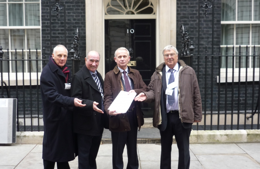 Les Diment, Cllr Mike Bryan, Cllr John Dennis, Ron Smith at No. 10 Downing Street