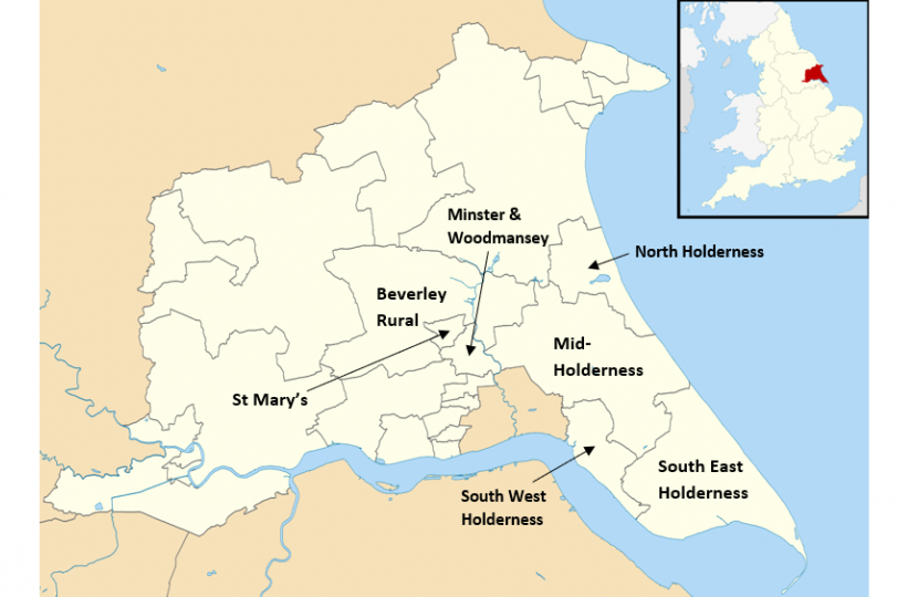 East Riding of Yorkshire County Council Ward Map