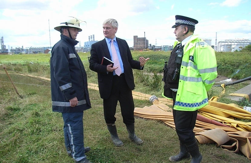 Graham with emergency services at Burstwick Clough pumping station.