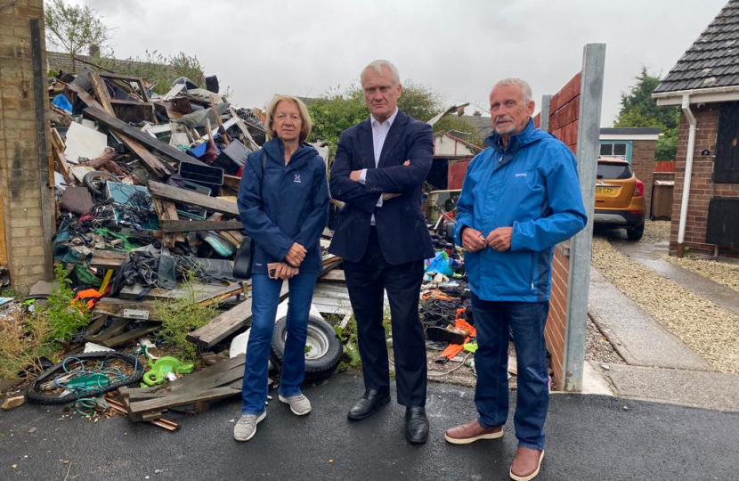 Cllr Sue Steel, Graham Stuart MP and Cllr John Dennis at Thorneycroft Road