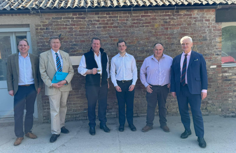 Pictured before the meeting are Sir Greg Knight MP, Minister Sir Mark Spencer MP, Graham Stuart MP, together with Bridlington & The Wolds Conservative Parliamentary Candidate, Charlie Dewhirst, Deputy Leader of East Riding of Yorkshire Council and local NFU representatives