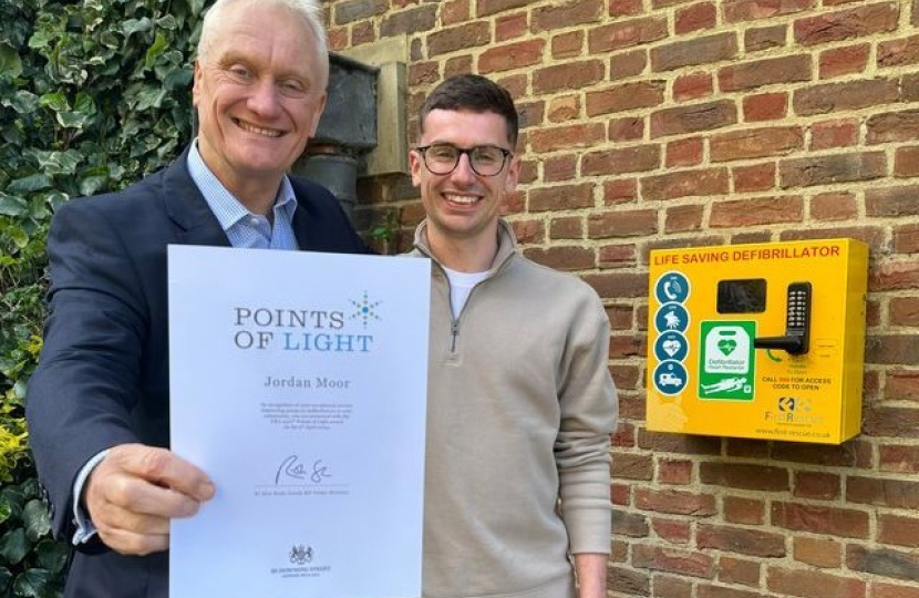 Graham Stuart MP with Jordan Moor Points of Light Award