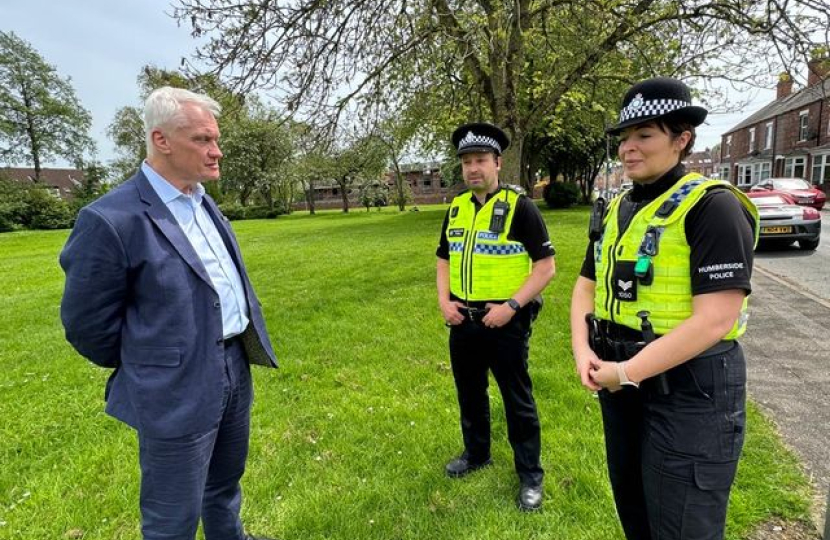 Graham Stuart with Inspector Matt Wilson and Sergeant Sophie Wilson