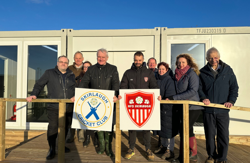 Richard Corden, Cllr John Holtby, Jo Stewart, Graham Stuart, Mike Richards, Neil Havercroft Samantha Whyte and Cathy Munro Skirlaugh Pavilion Photo 2