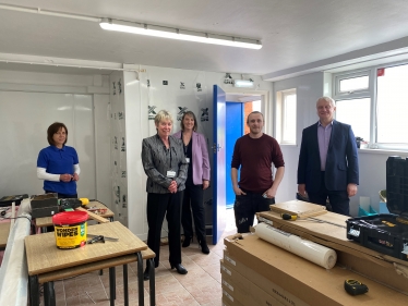 L-R - Claudine Robinson (SHoRes Centre, community pantry manager), Cllr Lyn Healing (SHoRes Chair of Trustees), Cllr Claire Holmes, Simon Hartley (SHoRes Centre).jpg