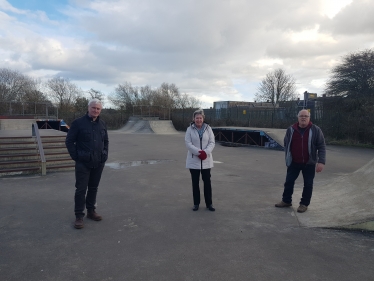 Graham visiting Withernsea Skatepark with Cllr Lyn Healing and Mayor Dave Edwards 