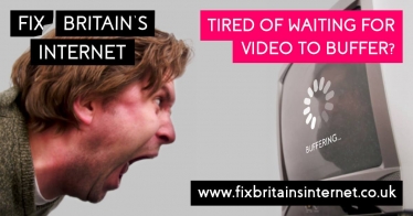 Fix Britain's Internet Graphic - Man yelling at buffering television