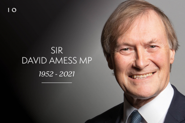 Sir David Amess memorial portrait.