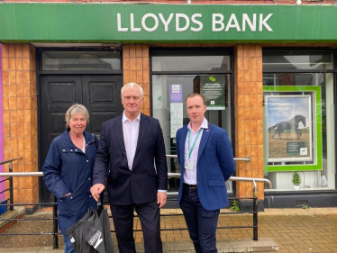 Cllr Lyn Healing, Graham Stuart MP and Cllr Sean McMaster Lloyds Bank Withernsea