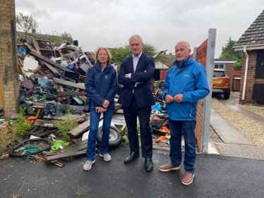 Cllr Sue Steel, Graham Stuart MP and Cllr John Dennis at Thorneycroft Road