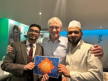 Graham Stuart MP Congratulating Mohammed Saif and Aktar Hossain at Maa Indian Restaurant